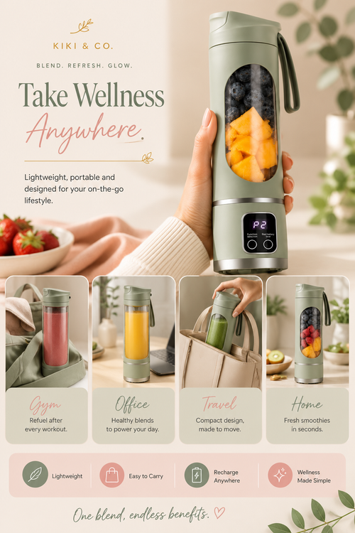 Portable blender in use